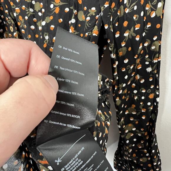 Scotch & Soda Shirt Womens Large Black Fall Print Acorn 100% Viscose Button Up‎ - Picture 11 of 16